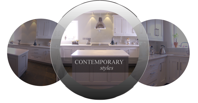 Image of a solid oak neutral painted contemporary kitchen